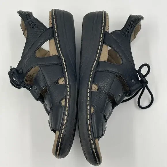 Taos Sandals Women 7 Black Ghilbert Leather Comfort Lace Up Outdoor Active Wedge - Picture 10 of 13